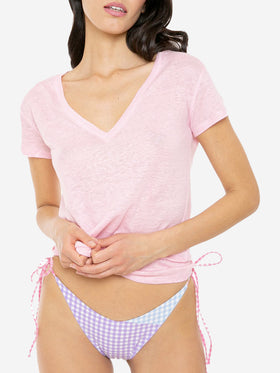 Woman pink linen t-shirt - MC2 Saint Barth
