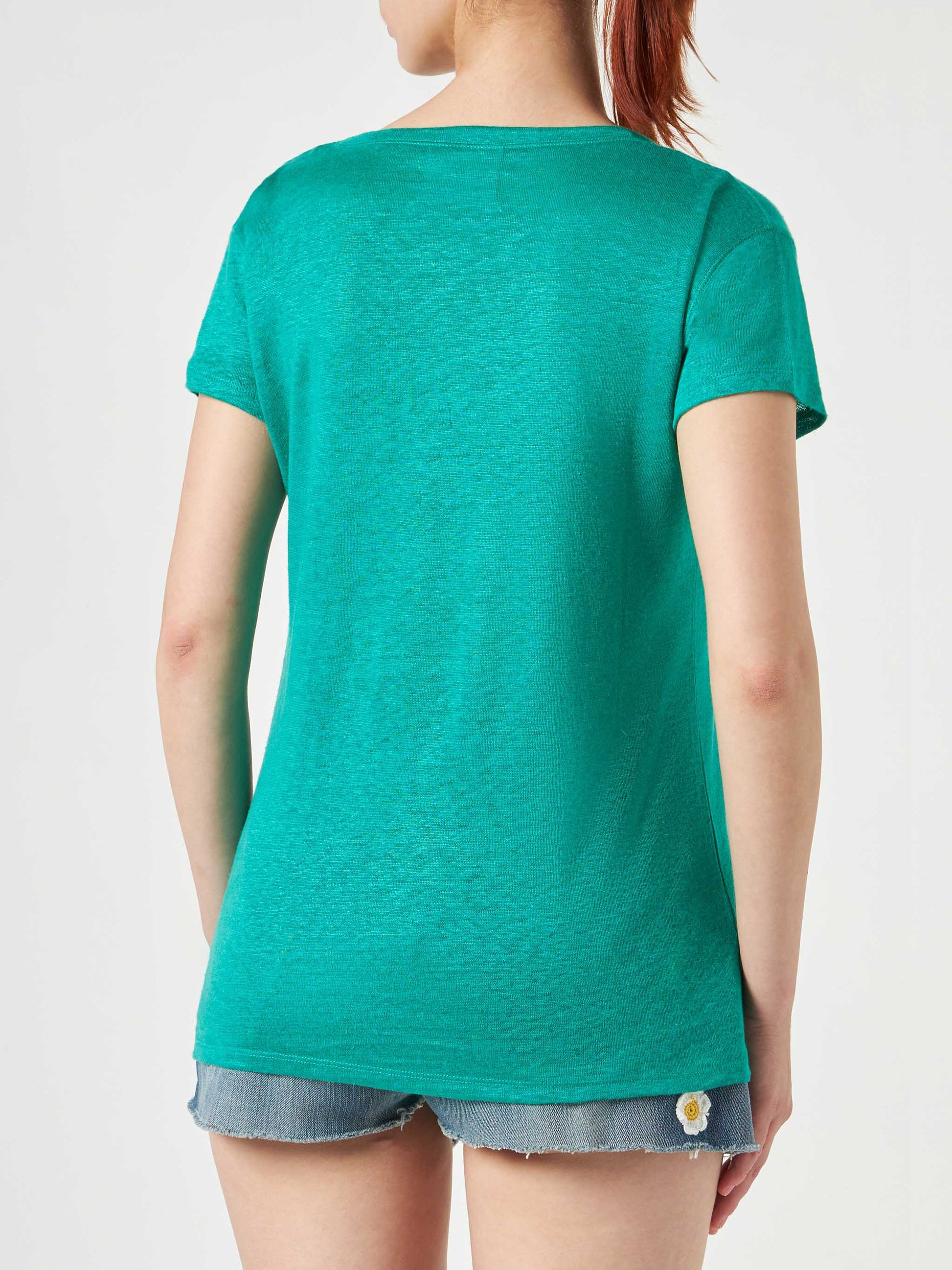 Woman green linen t-shirt - MC2 Saint Barth