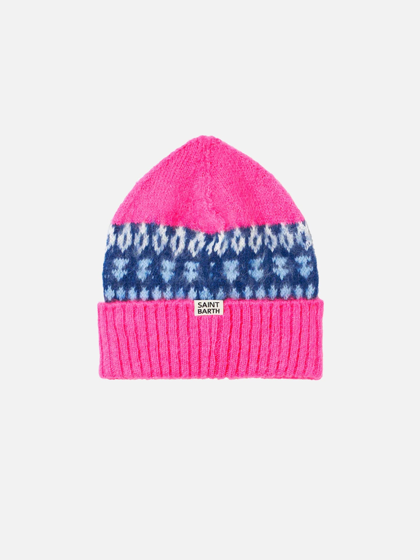 Woman soft beanie with nordic jacquard and embroidery - MC2 Saint Barth