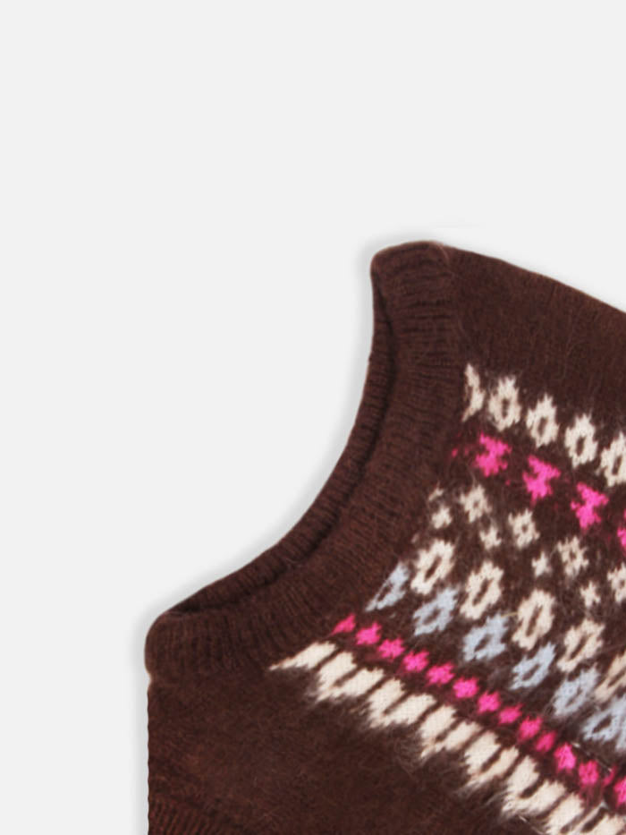 Woman ultra soft brown balaclava with Icelandic pattern - MC2 Saint Barth