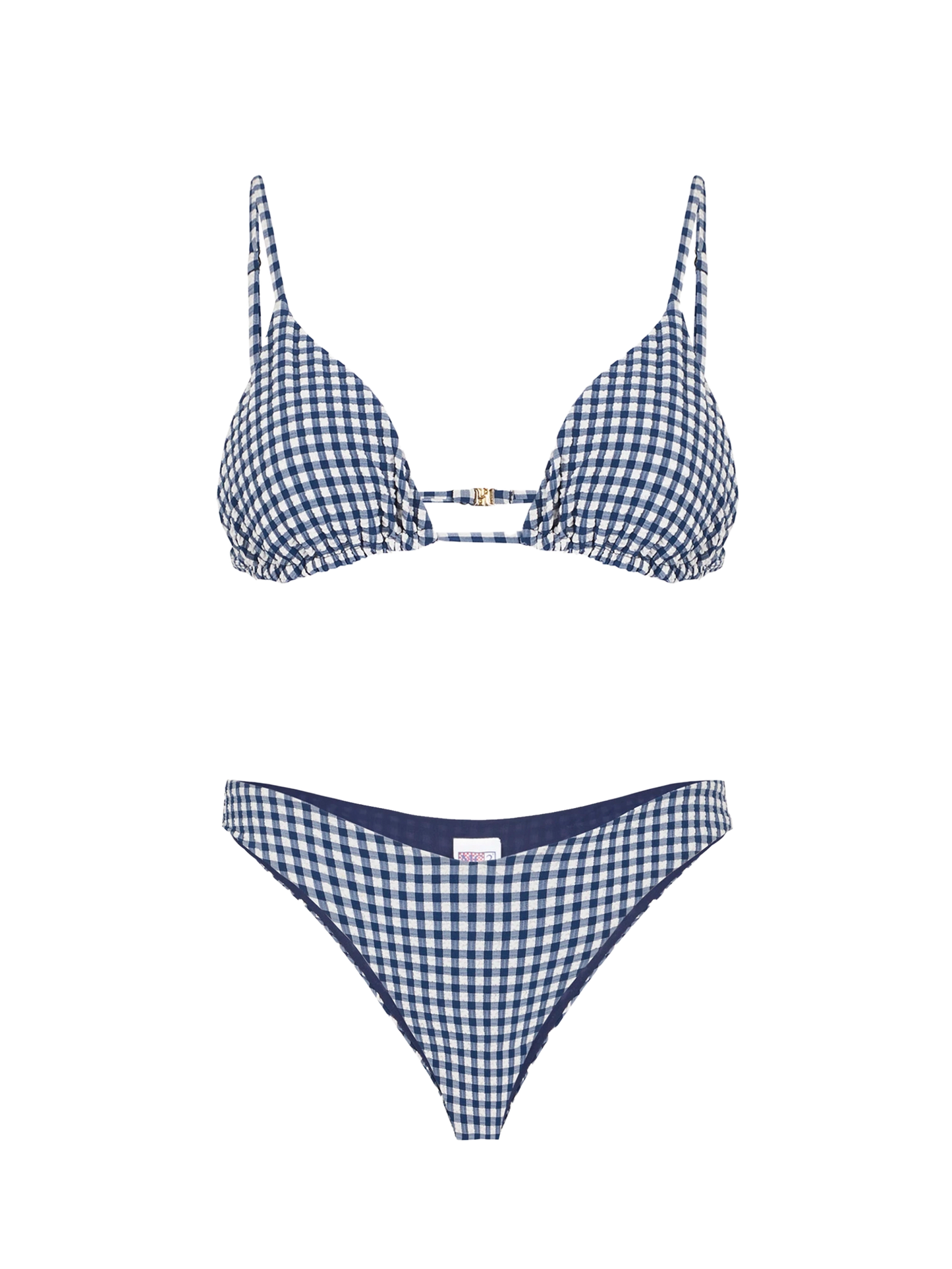 Woman triangle bikini with blue gingham print - MC2 Saint Barth