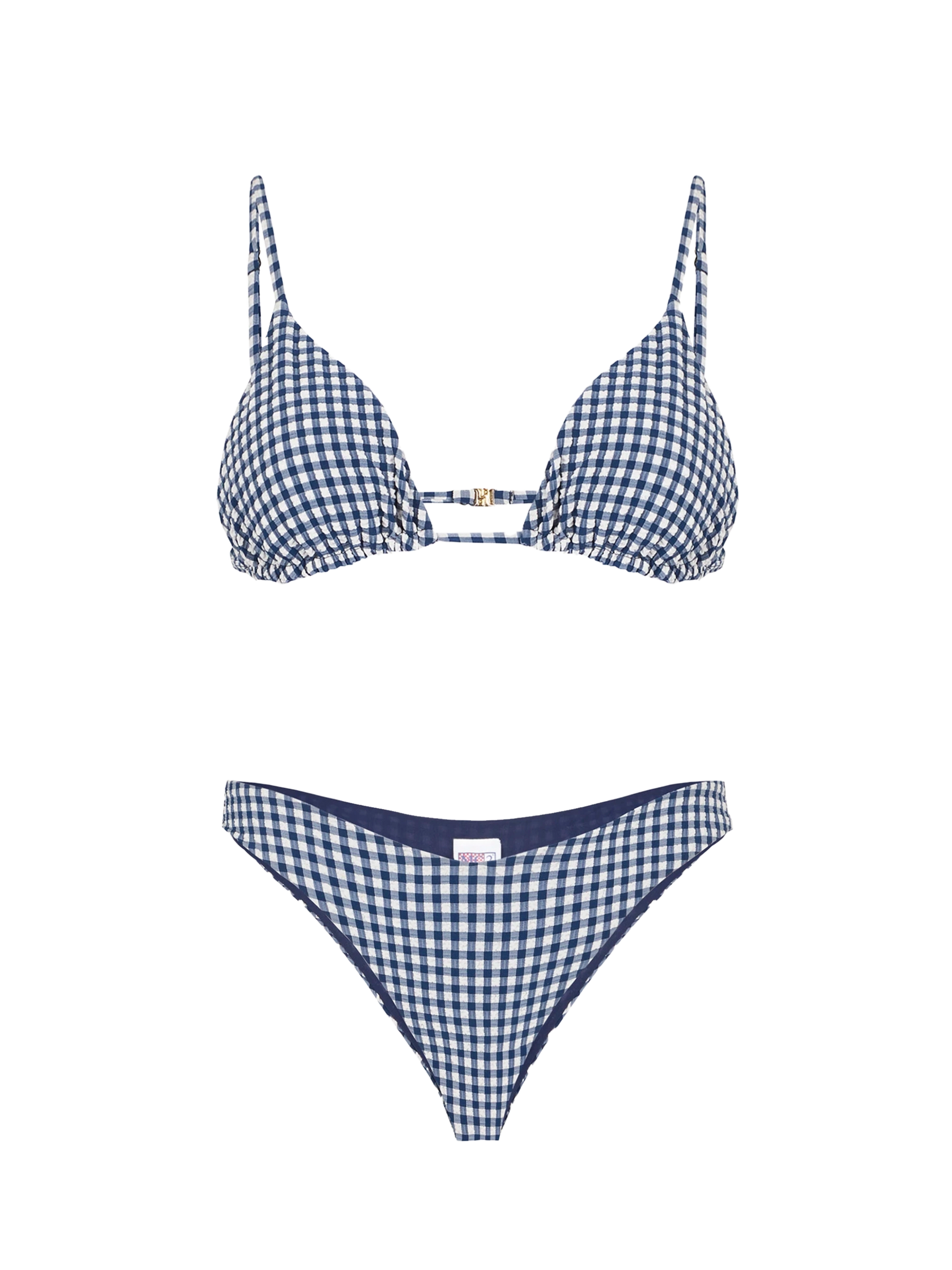 Woman triangle bikini with blue gingham print - MC2 Saint Barth