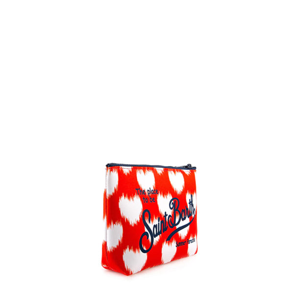 Pochette Aline in scuba con stampa cuori