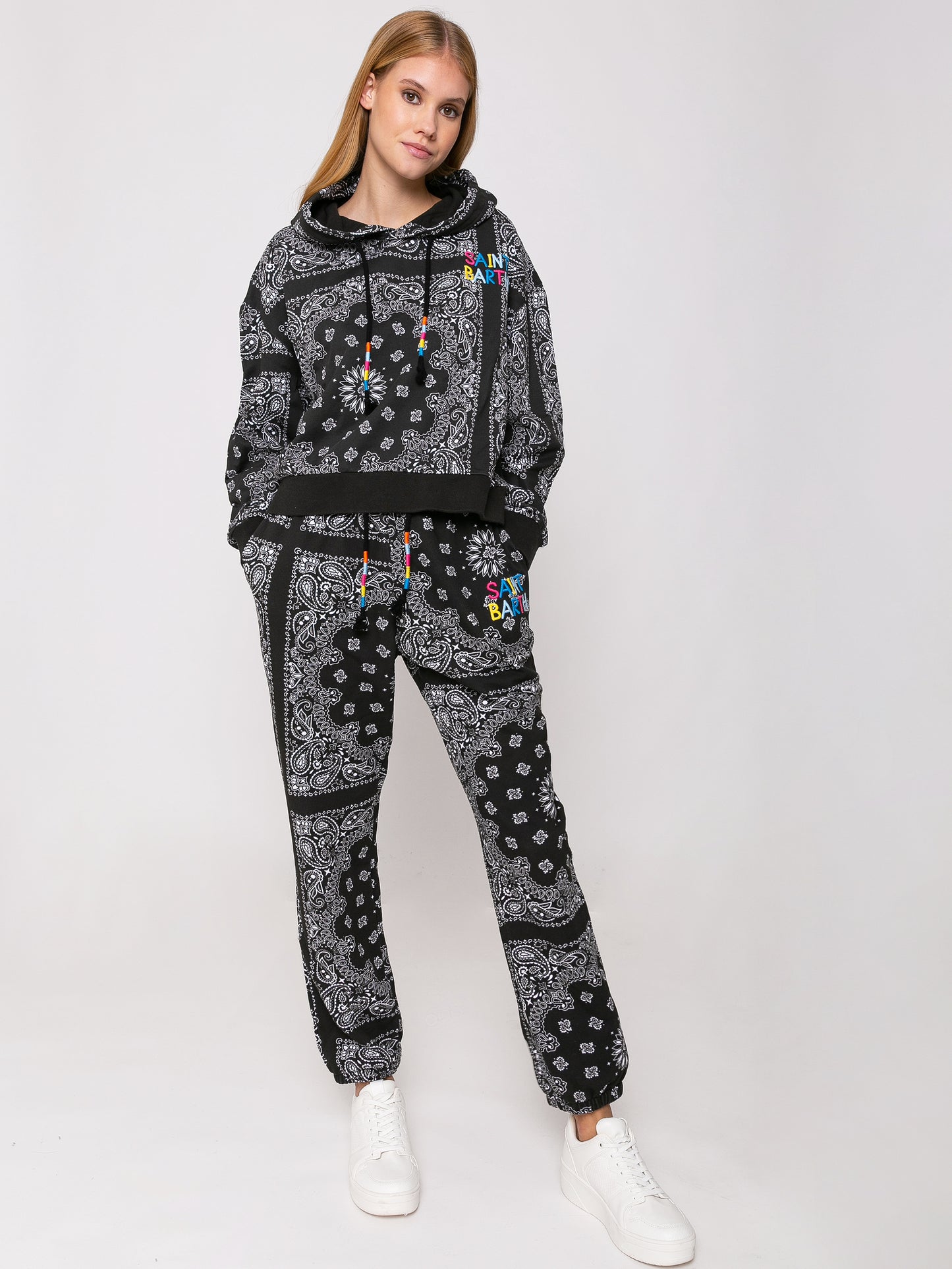 Cotton bandanna joggers with Saint Barth embroidery - MC2 Saint Barth