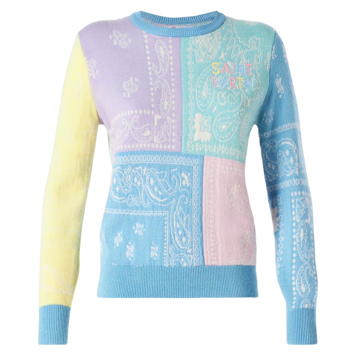 Woman brushed sweater with bandanna print - MC2 Saint Barth