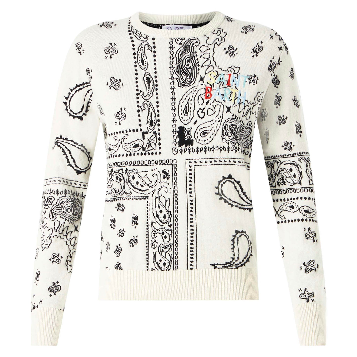 Woman sweater with bandanna print embroidery - MC2 Saint Barth