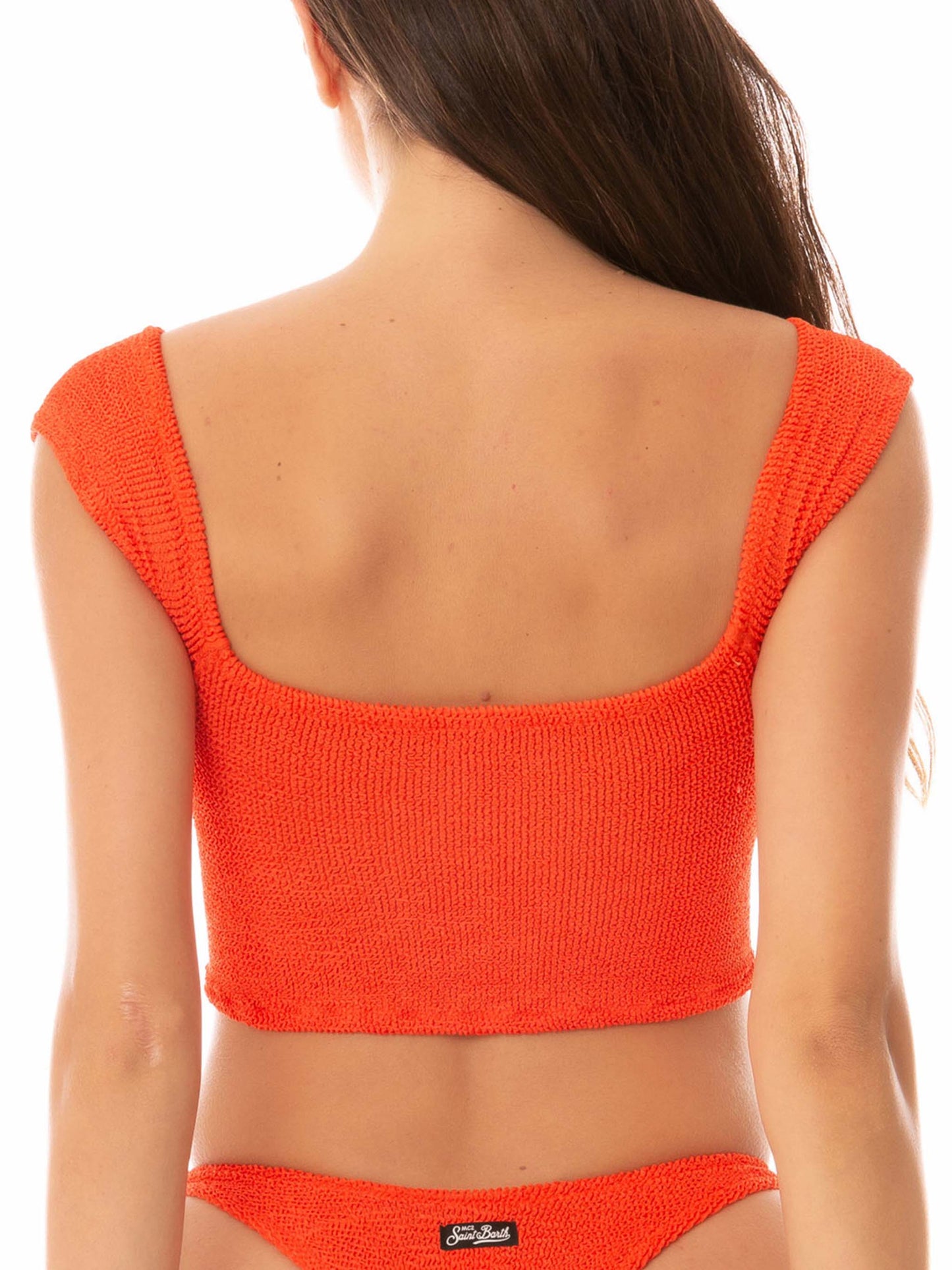 Woman crinkle wide shoulder strap top swimsuit - MC2 Saint Barth