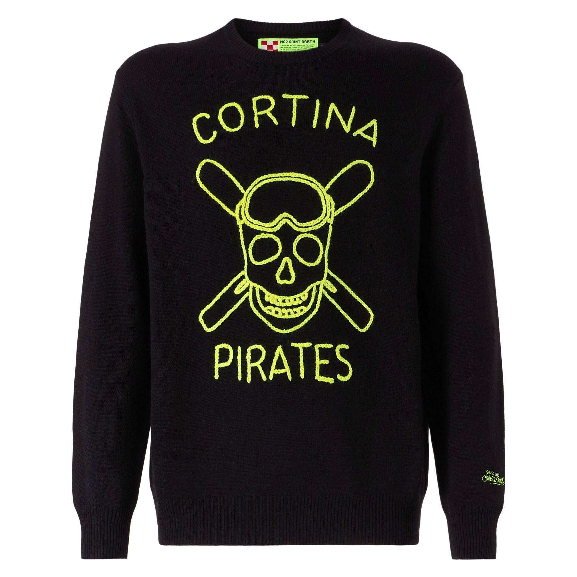 Black Man sweater Cortina Pirates fluo embroidery - MC2 Saint Barth