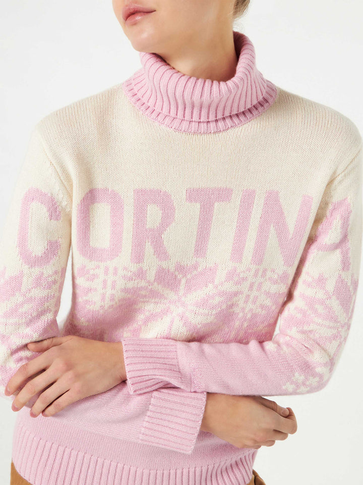 Woman turtleneck sweater with Cortina print - MC2 Saint Barth