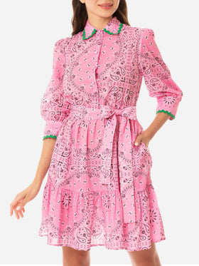 Bandanna print cotton short dress Daisi with embroideries - MC2 Saint Barth