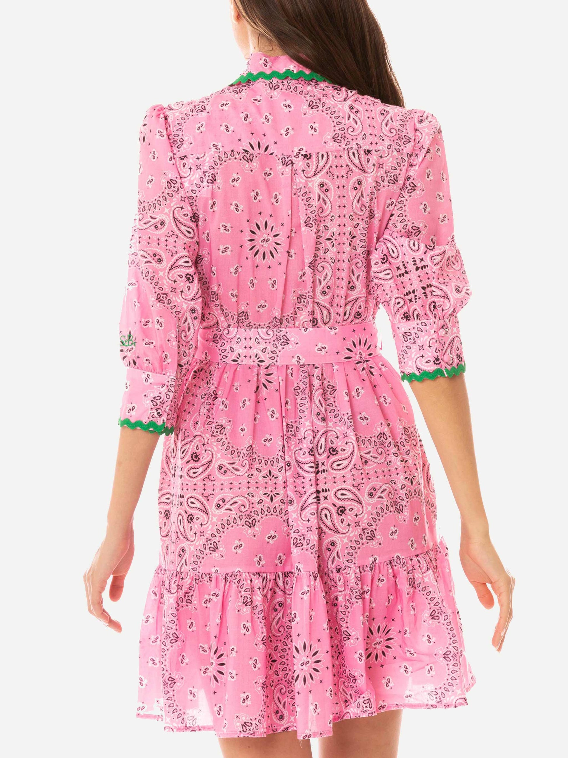 Bandanna print cotton short dress Daisi with embroideries - MC2 Saint Barth