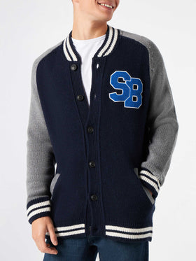 Blue knit bomber college style - MC2 Saint Barth