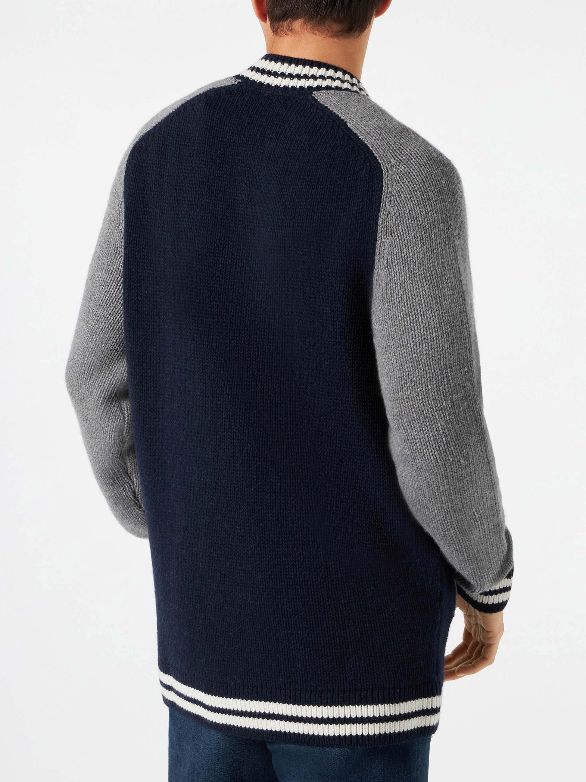 Blue knit bomber college style - MC2 Saint Barth
