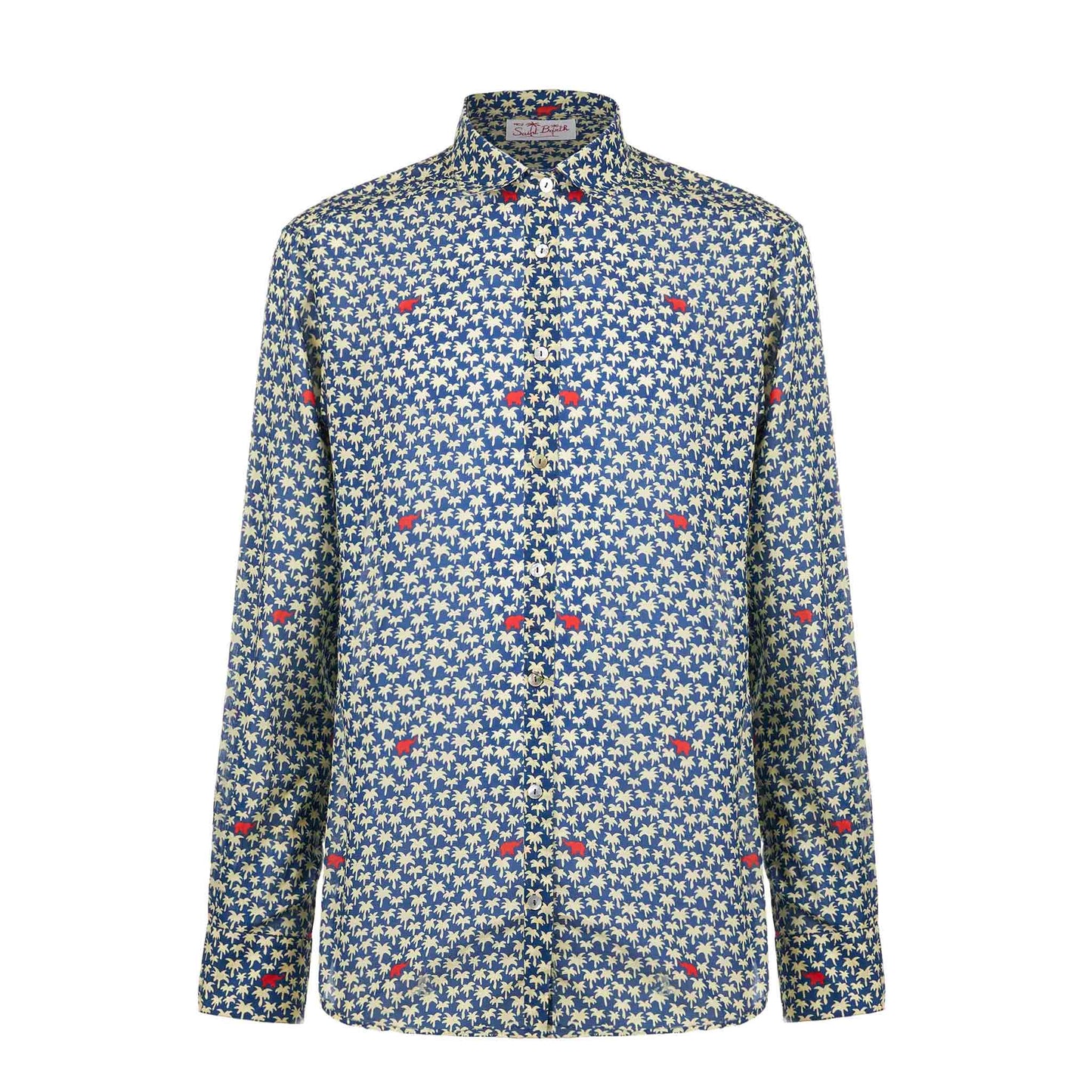 Man muslin cotton Sikelia shirt with palm print - MC2 Saint Barth