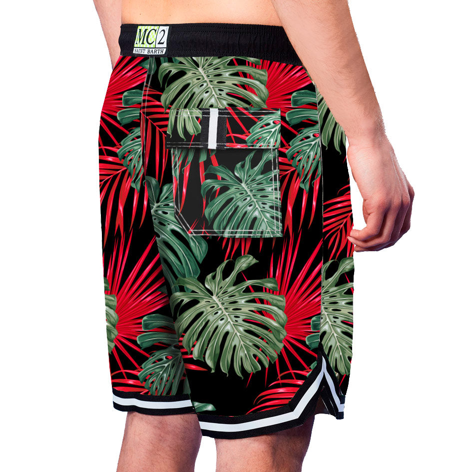 Tropical print swim shorts surf style - MC2 Saint Barth
