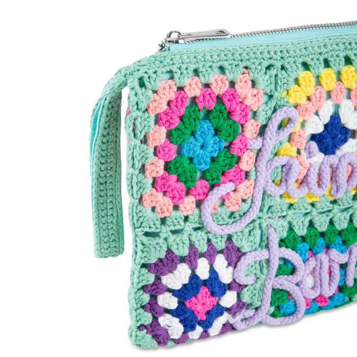 Parisienne water green crochet pouch bag with Saint Barth embroidery - MC2 Saint Barth