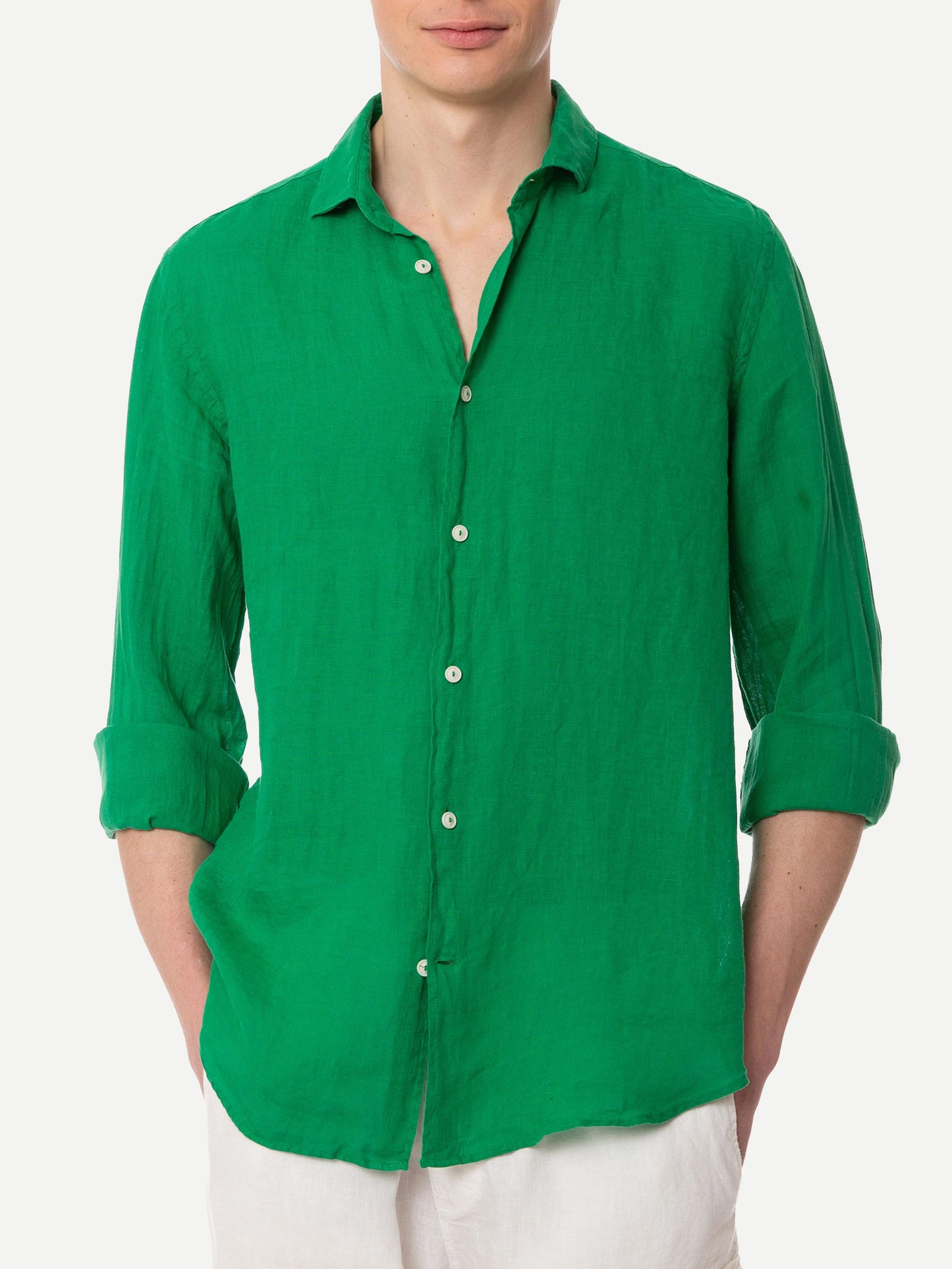 Man green linen Pamplona shirt - MC2 Saint Barth