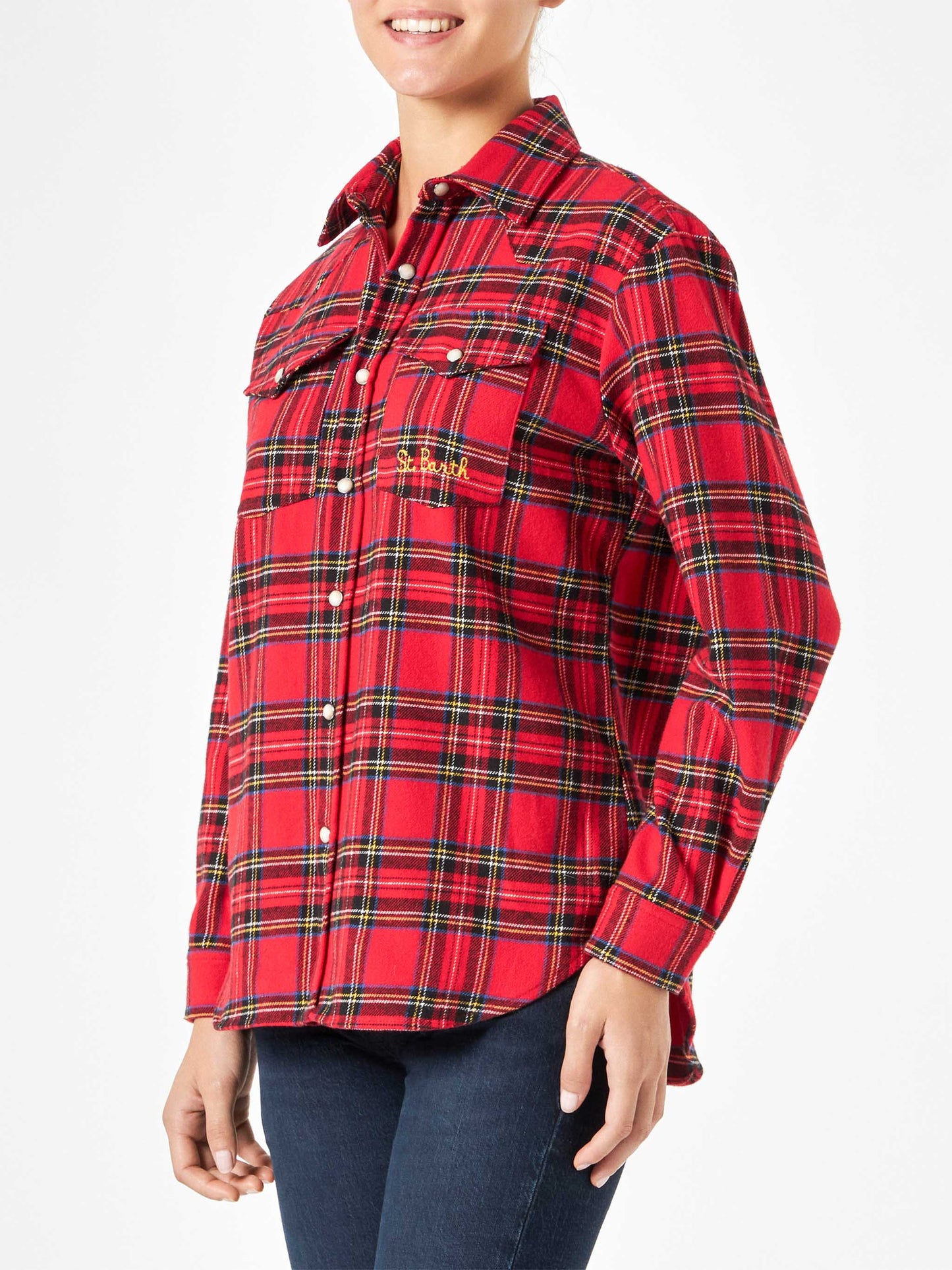 Woman long sleeves flannel shirt - MC2 Saint Barth