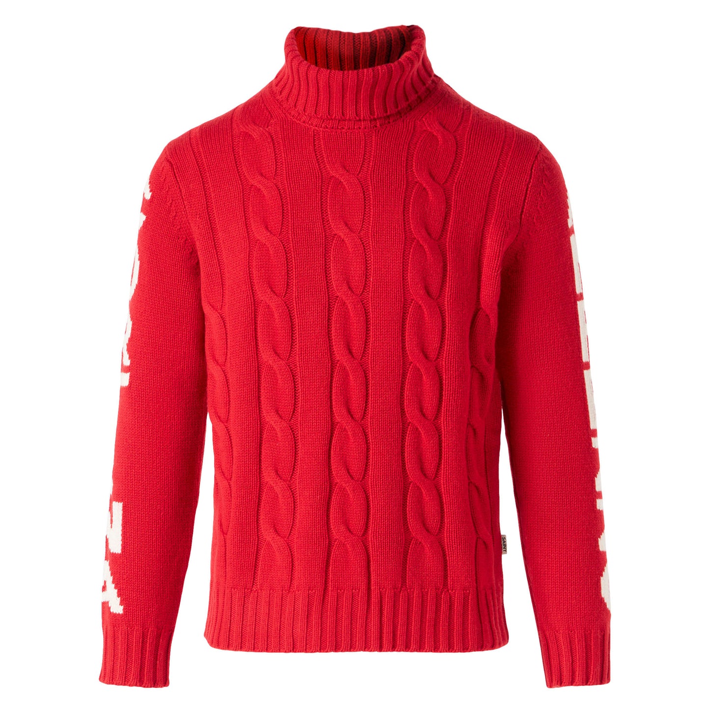 Man turtleneck braided sweater with Cortina Ampezzo print - MC2 Saint Barth