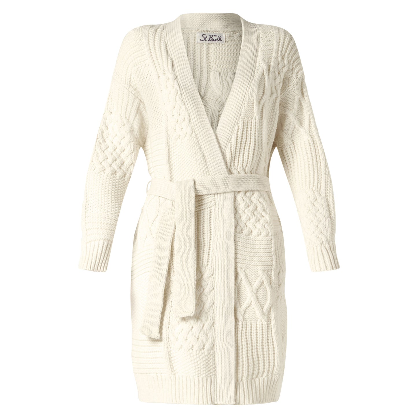 Maxi cardigan Daba with embroidery and belt - MC2 Saint Barth