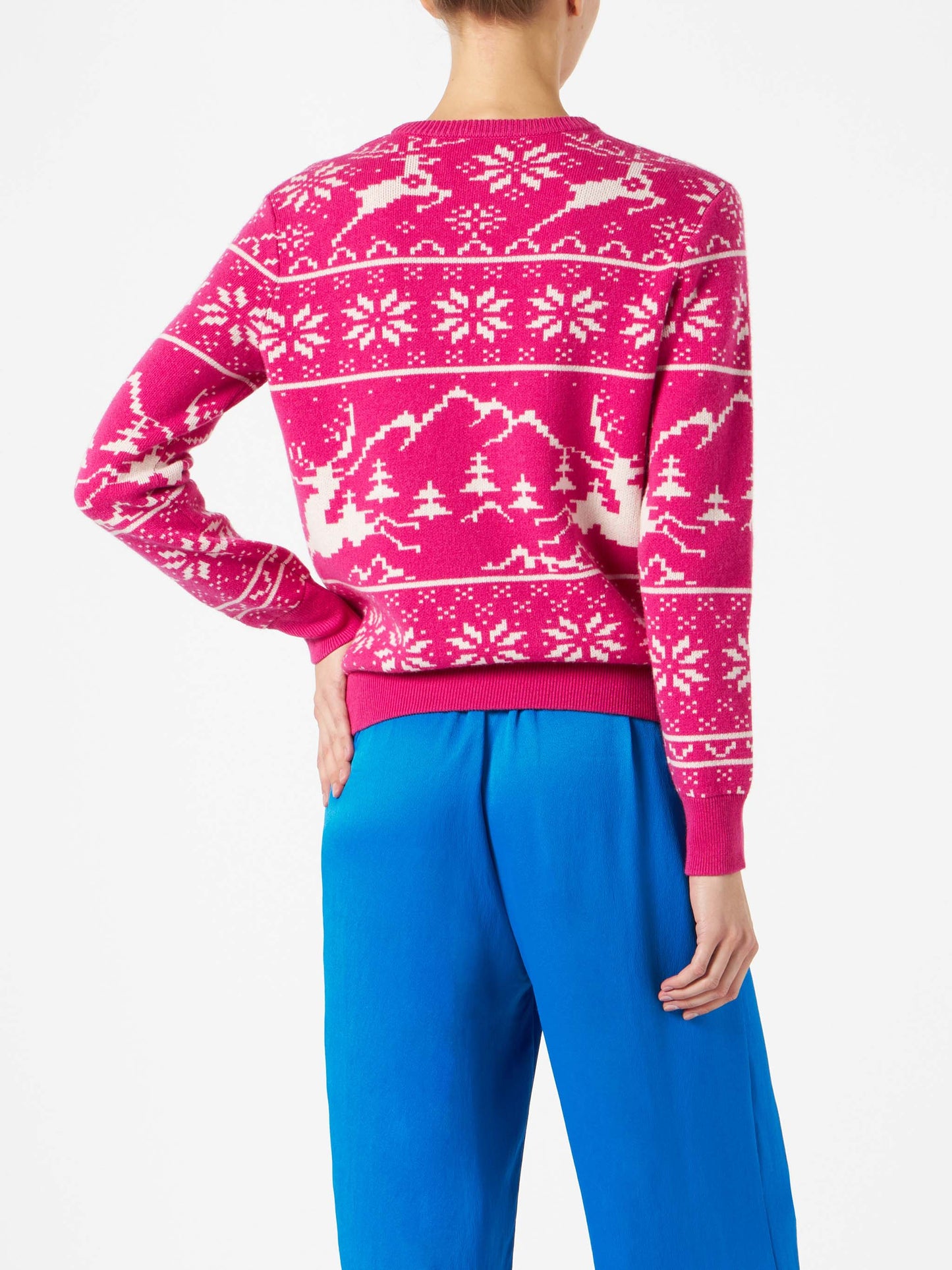 Woman sweater with Norwegian pattern and Courma embroidery - MC2 Saint Barth