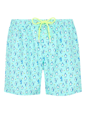 Man lightweight fabric swim-shorts Lighting Micro Fantasy with penguins print - MC2 Saint Barth