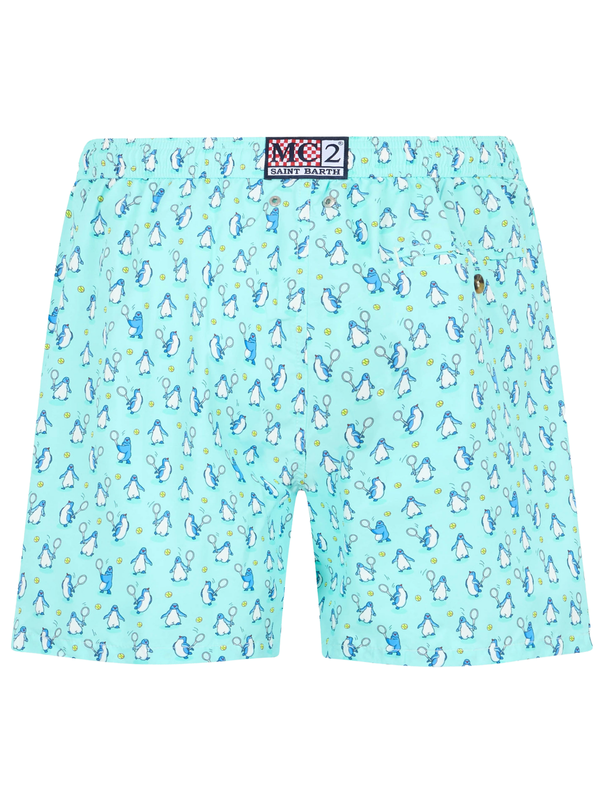 Man lightweight fabric swim-shorts Lighting Micro Fantasy with penguins print - MC2 Saint Barth