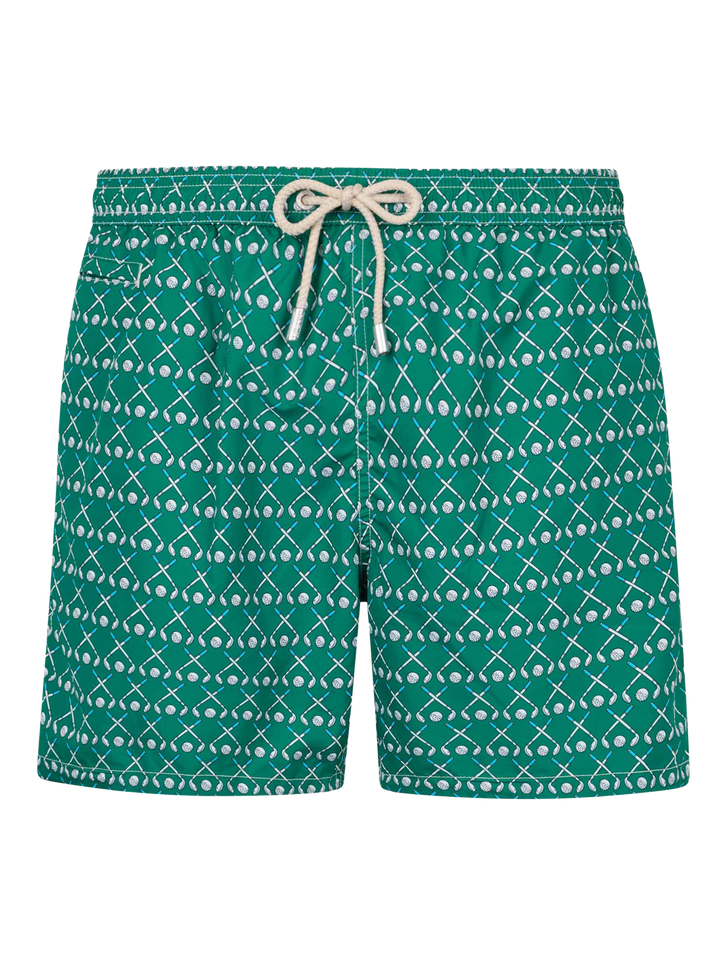 Man lightweight fabric swim-shorts Lighting Micro Fantasy with golf print - MC2 Saint Barth