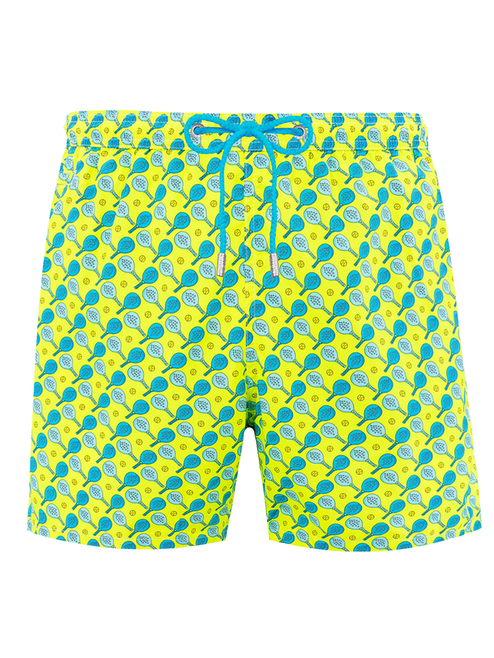 Man lightweight fabric swim-shorts Lighting Micro Fantasy with padel print - MC2 Saint Barth