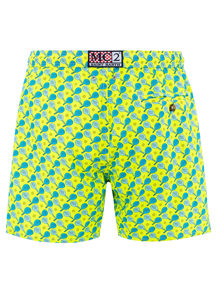 Man lightweight fabric swim-shorts Lighting Micro Fantasy with padel print - MC2 Saint Barth