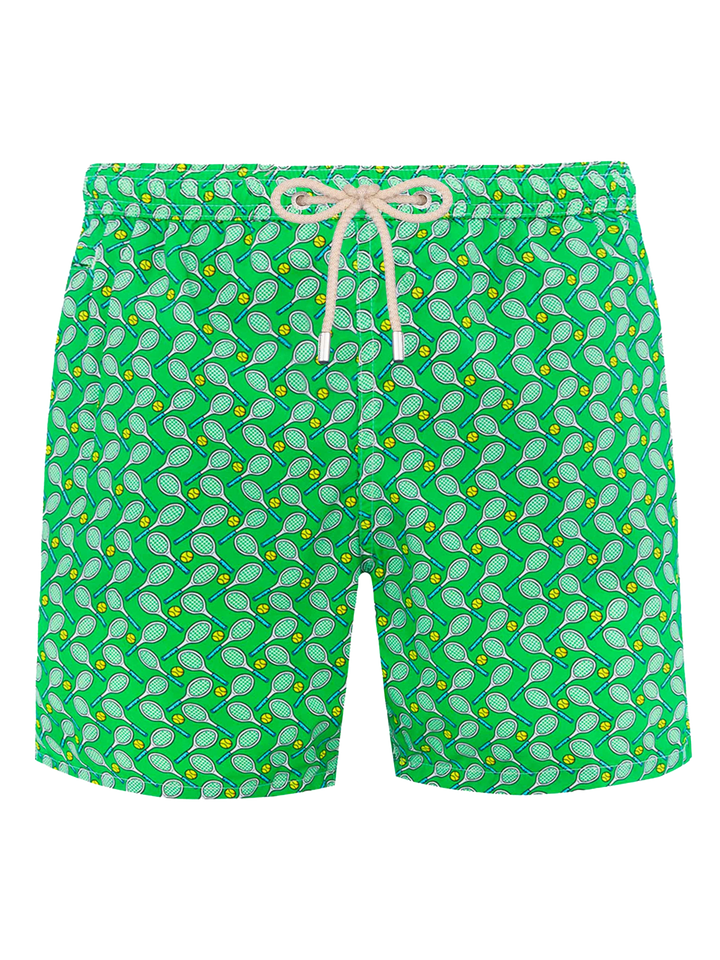 Man lightweight fabric swim-shorts Lighting Micro Fantasy with tennis print - MC2 Saint Barth