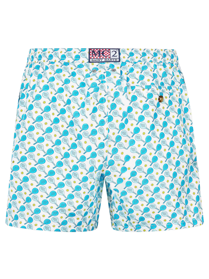 Man lightweight fabric swim-shorts Lighting Micro Fantasy with padel print - MC2 Saint Barth
