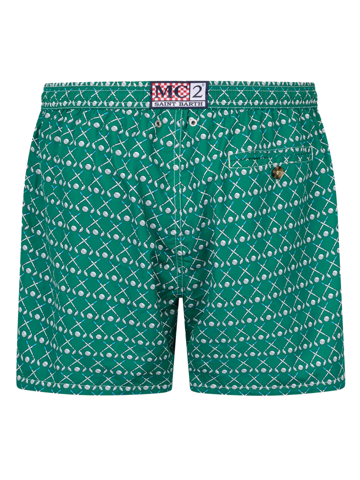 Man lightweight fabric swim-shorts Lighting Micro Fantasy with golf print - MC2 Saint Barth