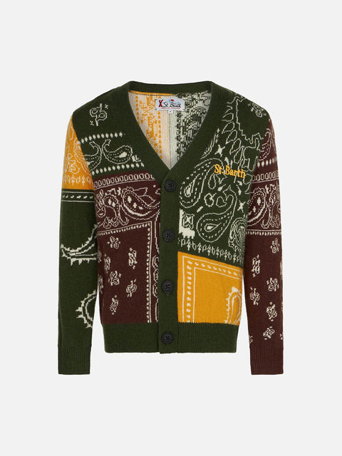 Boy cardigan with bandanna print - MC2 Saint Barth