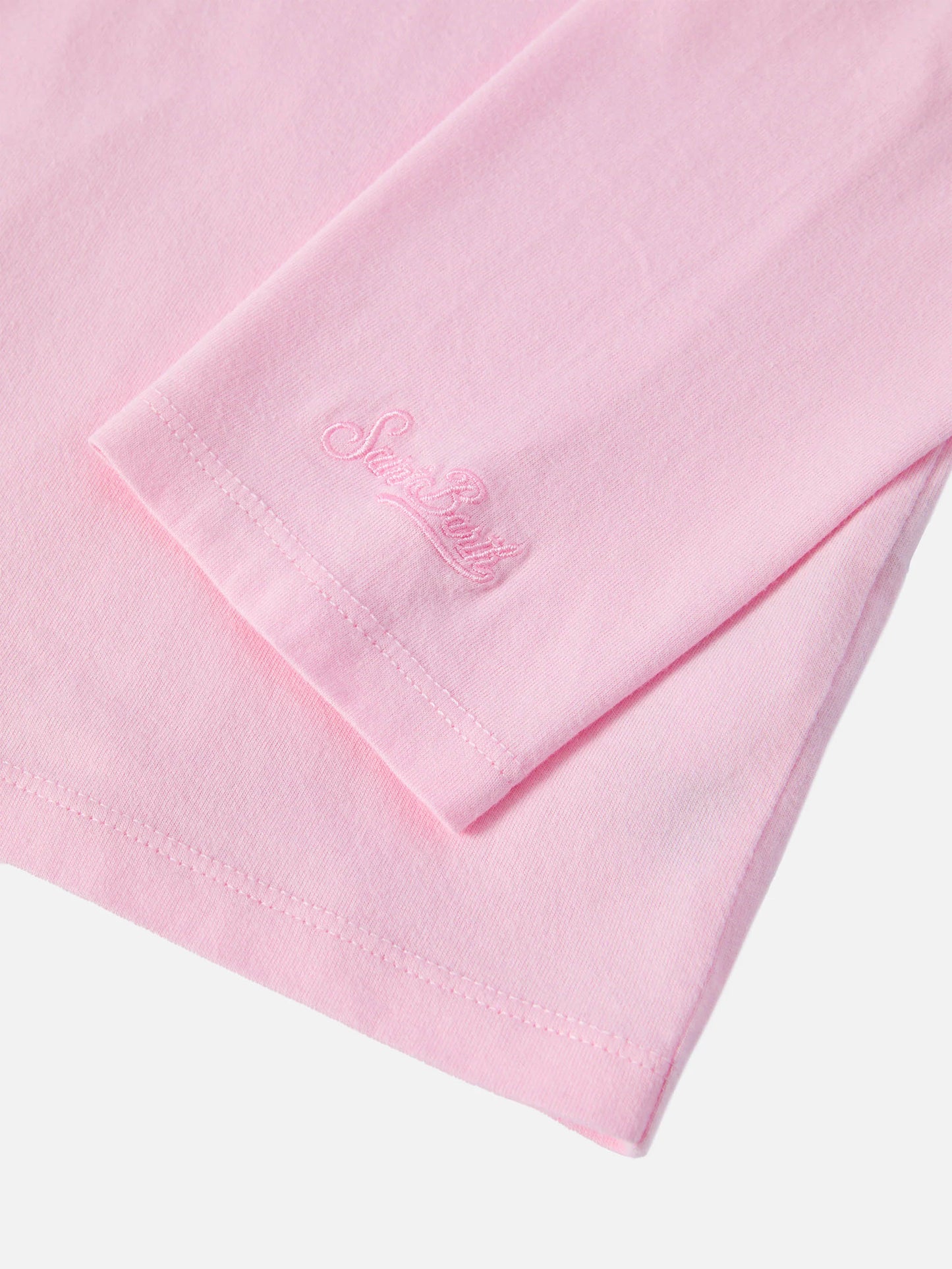 T-shirt Penny in cotone rosa a maniche lunghe con stampa Snoopy e applicazione in strass | PEANUTS SPECIAL EDITION