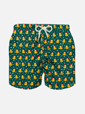 Boy light fabric swim shorts with Christmas ducky print - MC2 Saint Barth