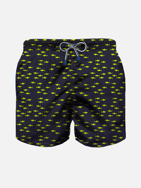 Boy light fabric swim shorts with sharks print - MC2 Saint Barth