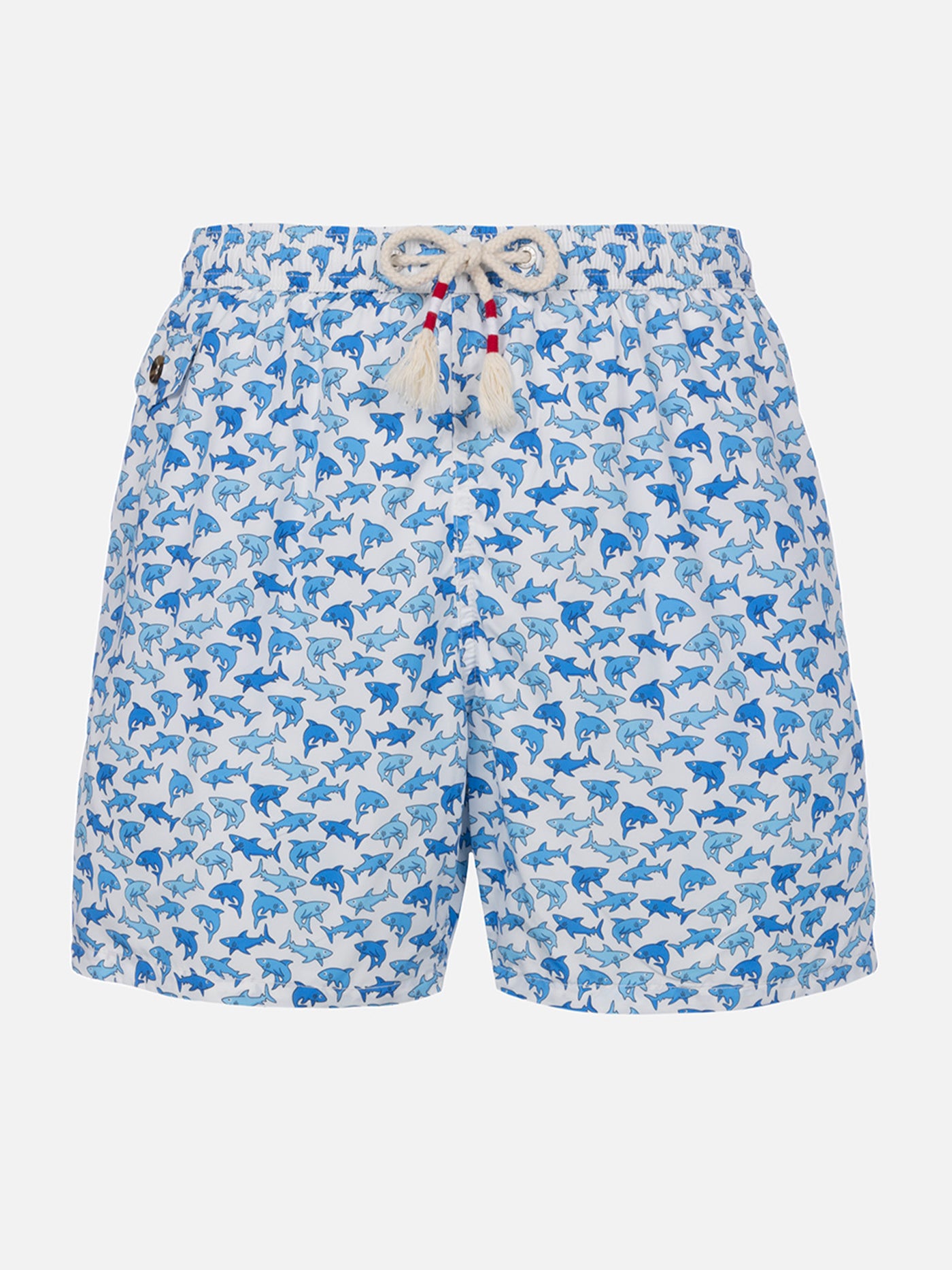 Man lightweight fabric swim-shorts Lighting 70 with sharks print - MC2 Saint Barth