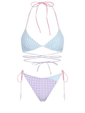 Gingham triangle bikini with long laces - MC2 Saint Barth