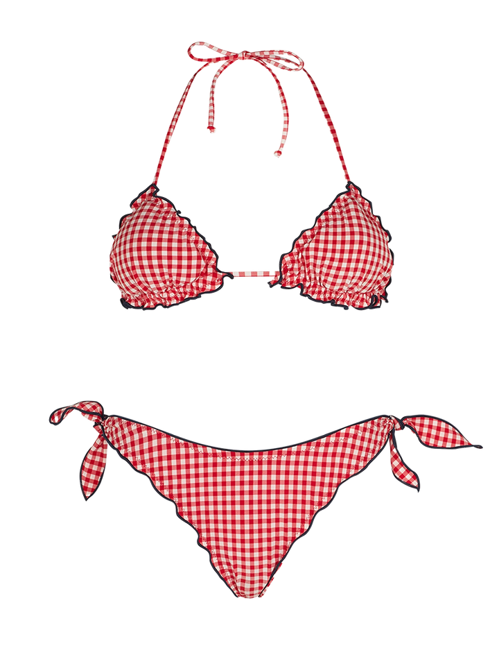 Damen-Triangel-Bikini mit Gingham-Print