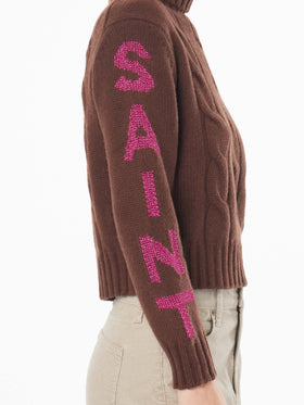 Woman turtleneck braided sweater with Saint Moritz jacquard - MC2 Saint Barth