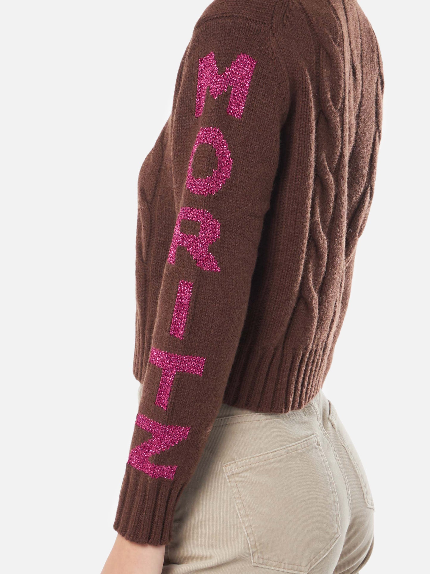 Rollkragenpullover für Damen mit Zopfmuster und Saint Moritz-Jacquard