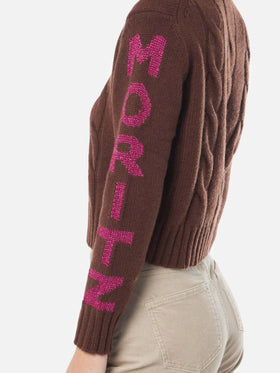 Rollkragenpullover für Damen mit Zopfmuster und Saint Moritz-Jacquard