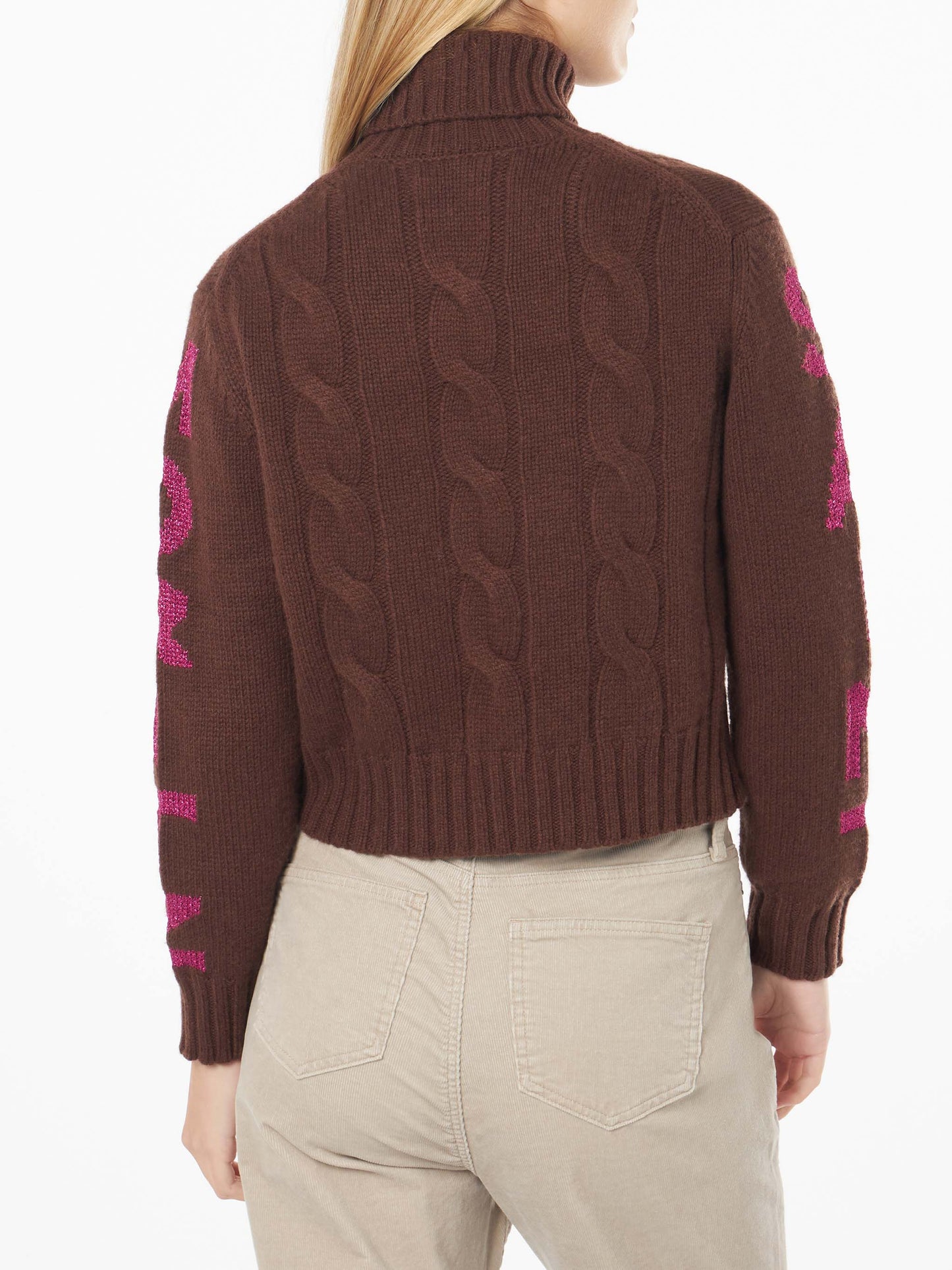 Woman turtleneck braided sweater with Saint Moritz jacquard - MC2 Saint Barth