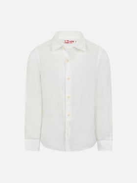Kid white linen shirt Agnes - MC2 Saint Barth