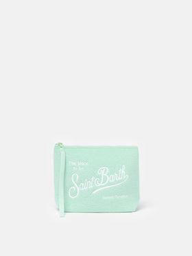 Salbeigrüne Frottee-Pochette Aline