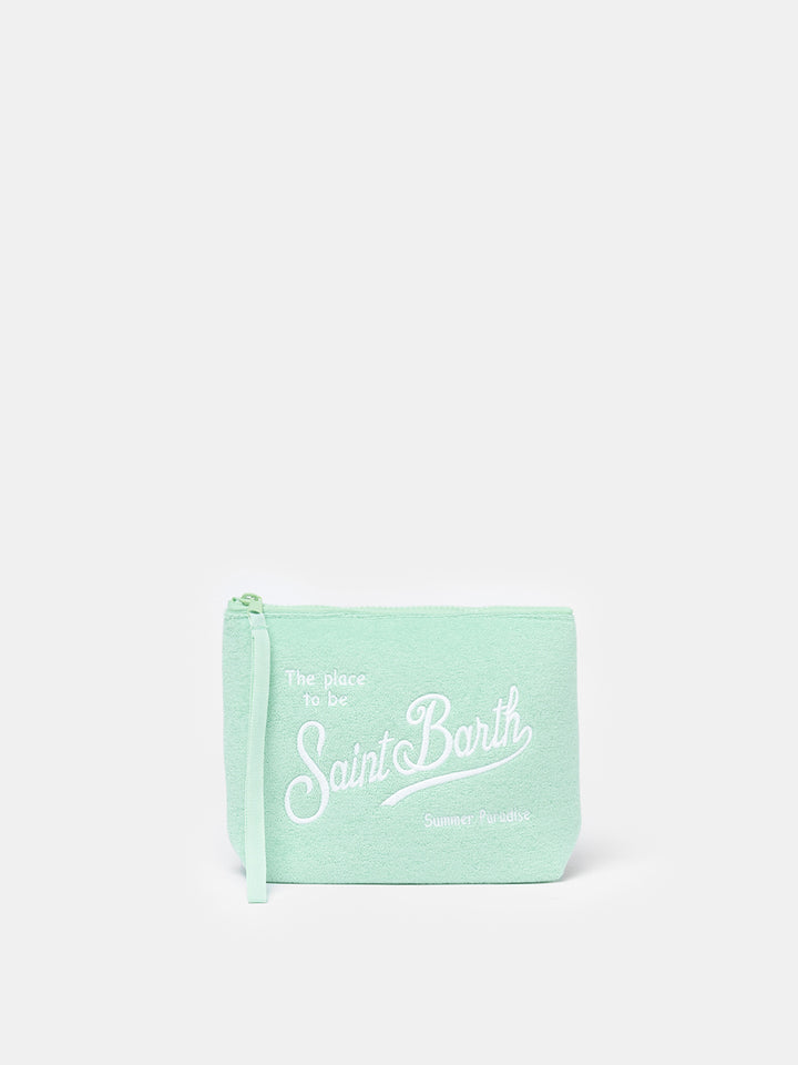 Pochette Aline in spugna verde salvia