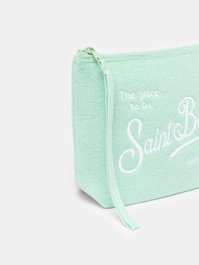 Salbeigrüne Frottee-Pochette Aline