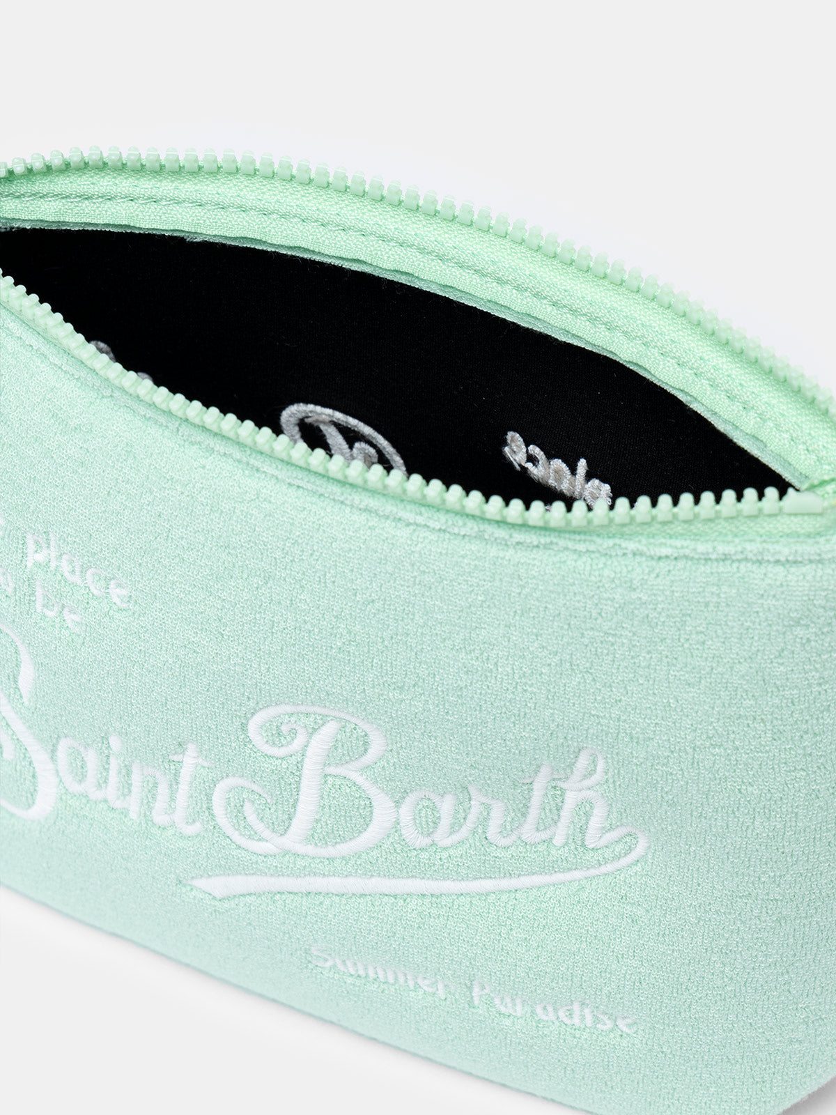 Salbeigrüne Frottee-Pochette Aline
