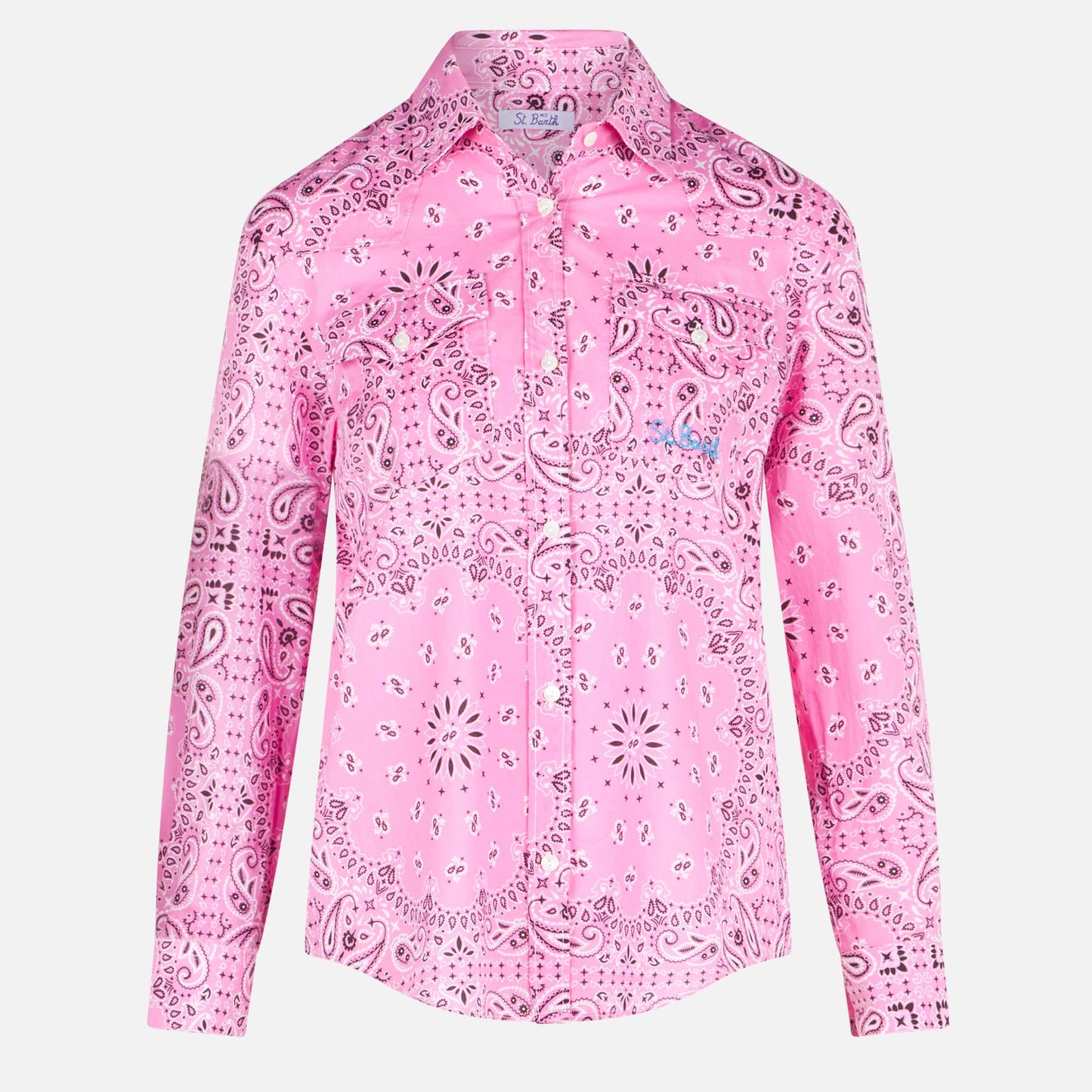 Woman pink shirt with bandanna print - MC2 Saint Barth
